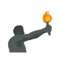 graphic of The Torch Statue with flame